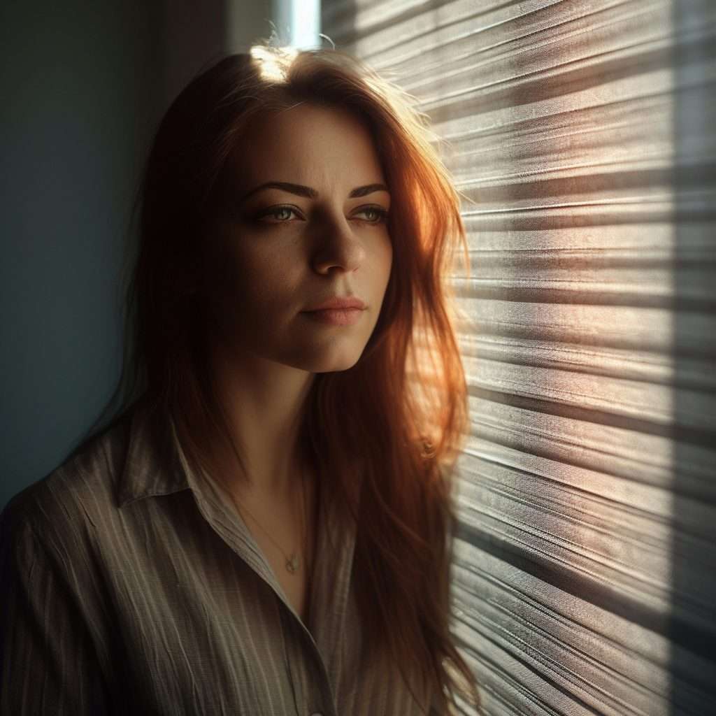 quiet reflective moment showing self-awareness and emotional processing